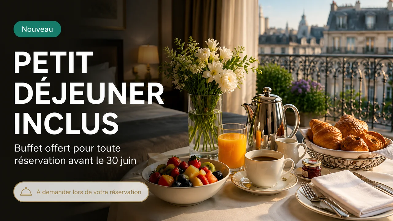 Template d’affichage dynamique hôtelier pour promouvoir une offre petit déjeuner inclus