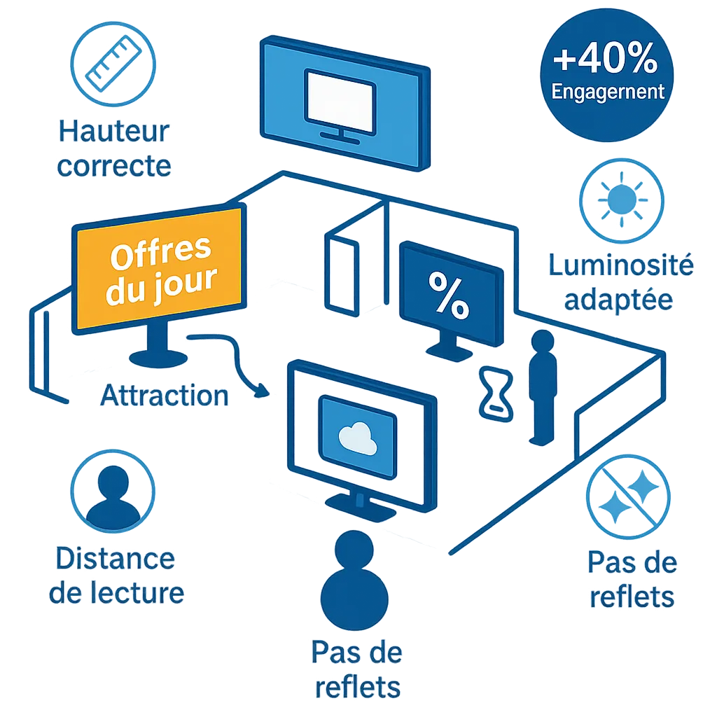 4. Renforcer le parcours client en magasin grâce à des écrans bien positionnés affichage dynamique