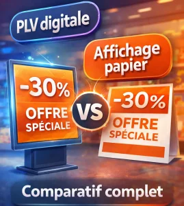 PLV digitale : comparatif complet avec l’affichage papier